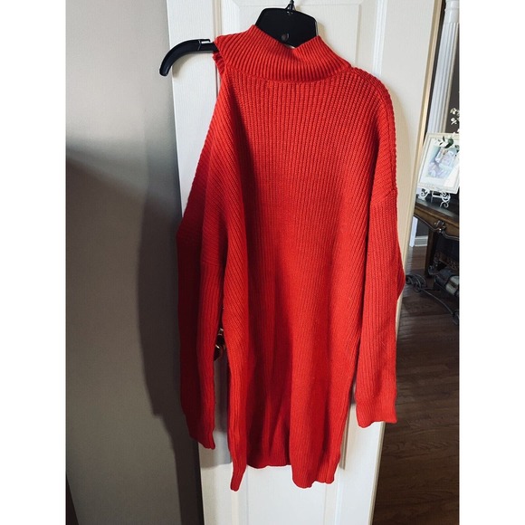 Kojooin Asymmetric Cold Shoulder Turtleneck‎ Sweater Dress Size Large NWT - Picture 5 of 6